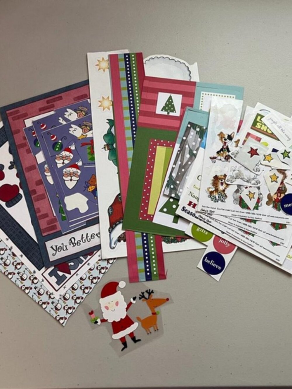 Lot of Christmas Winter Holiday Scrapbooking & Paper Crafting Stickers & Paper